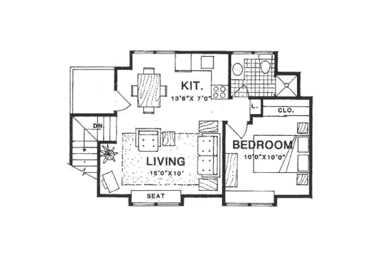 Floor Plan - Upper Floor for Traditional House Plan #116-128 - 1 bed, 1 bath