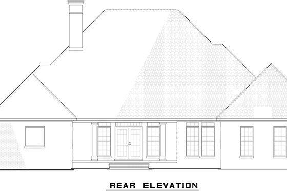 Exterior - Rear Elevation for European House Plan #923-33 - 3 bed, 2.5 bath