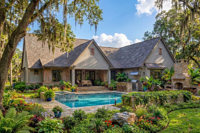 House Design - Exterior - Rear Elevation for Farmhouse House Plan #120-296 - 4 bed, 3.5 bath