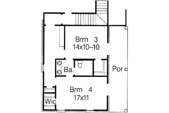 Floor Plan - Upper Floor for Southern House Plan #15-277 - 4 bed, 3 bath