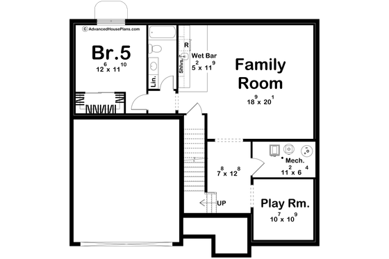 Floor Plan - Lower Floor for Traditional House Plan #455-775 - 4 bed, 3.5 bath