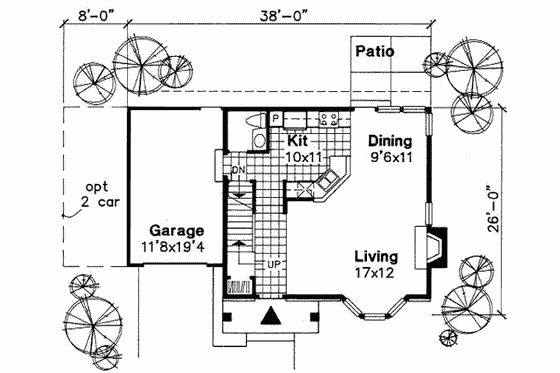 Floor Plan - Main Floor for Traditional House Plan #50-152 - 3 bed, 2.5 bath