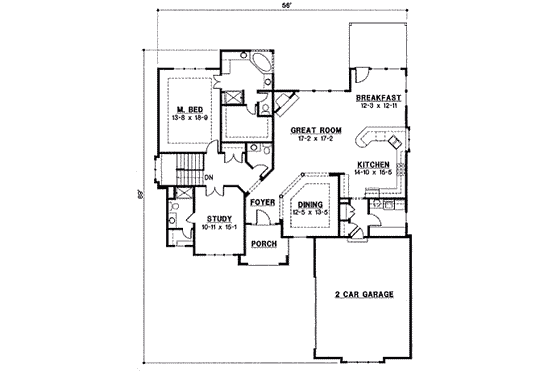 Floor Plan - Main Floor for Ranch House Plan #67-775 - 3 bed, 3 bath