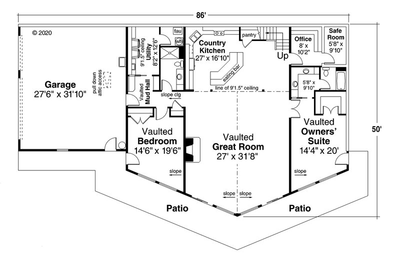 Home Plan - Floor Plan - Main Floor for Cabin House Plan #124-1183 - 2 bed, 2 bath