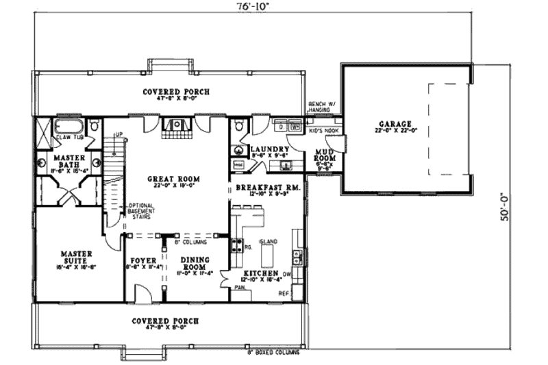 Home Plan - Floor Plan - Main Floor for Farmhouse House Plan #17-2284 - 4 bed, 2.5 bath