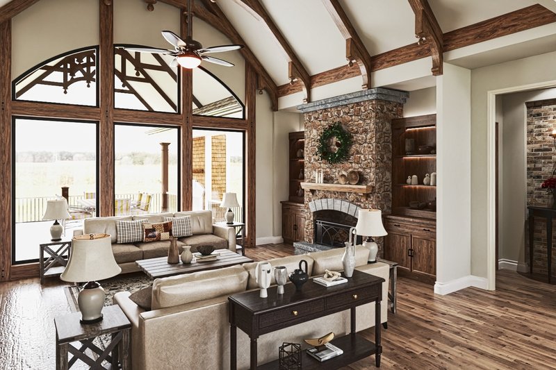 House Blueprint - Interior - Family Room 1 for Modern House Plan #54-580 - 3 bed, 3 bath