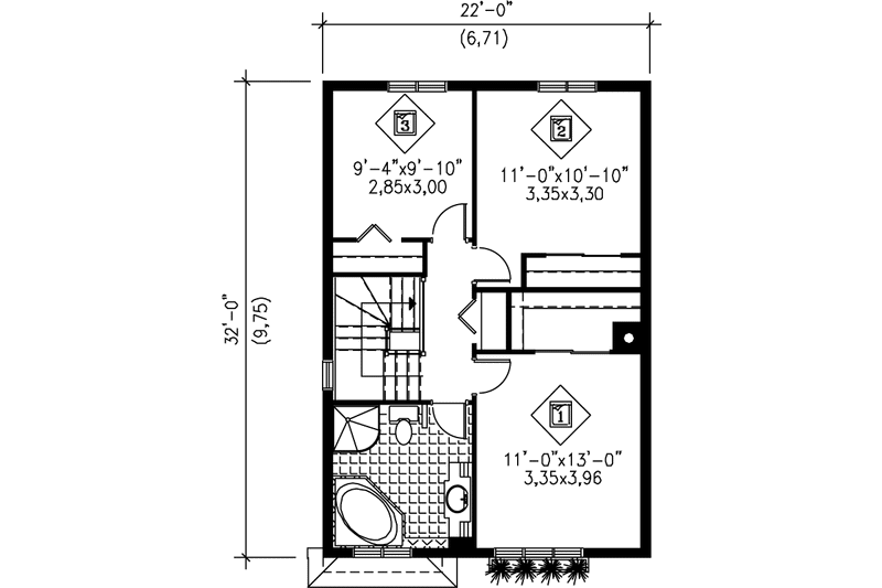 House Plan Design - Floor Plan - Upper Floor for Traditional House Plan #25-261 - 3 bed, 1.5 bath