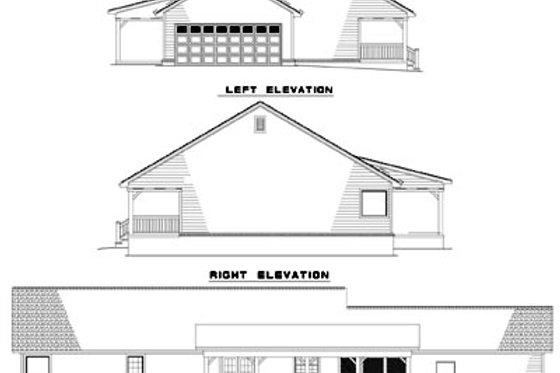 Exterior - Rear Elevation 2 for Ranch House Plan #17-2142 - 3 bed, 2 bath