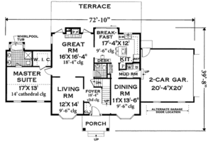 Floor Plan - Main Floor for Colonial House Plan #3-228 - 4 bed, 2.5 bath