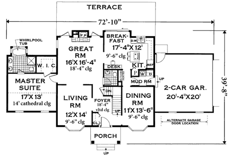 Home Plan - Floor Plan - Main Floor for Colonial House Plan #3-228 - 4 bed, 2.5 bath