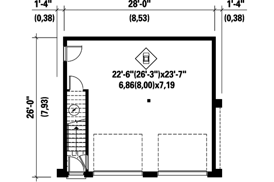 Floor Plan - Main Floor for Contemporary House Plan #25-4753 - 1 bed, 1 bath