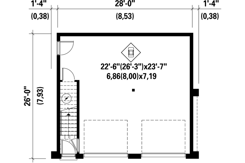 House Blueprint - Floor Plan - Main Floor for Contemporary House Plan #25-4753 - 1 bed, 1 bath