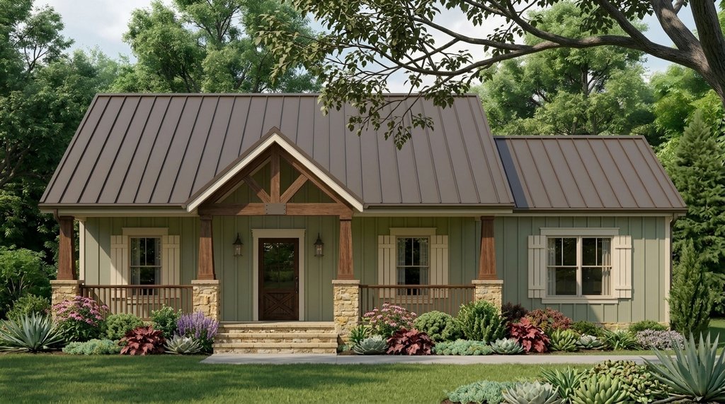 Exterior - Front Elevation 2 for Craftsman House Plan #21-648 - 2 bed, 2.5 bath