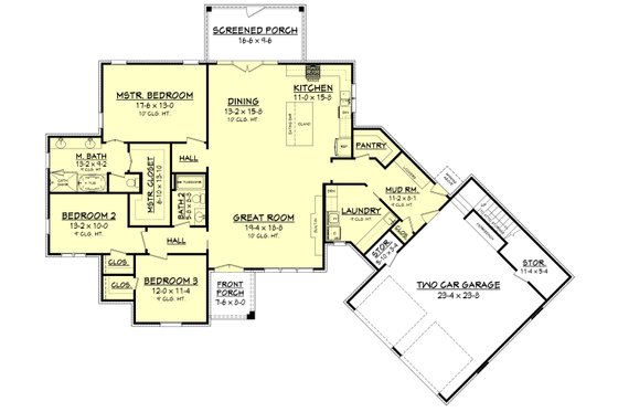 Floor Plan - Main Floor for European House Plan #430-168 - 3 bed, 2 bath