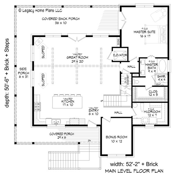 Southern Floor Plan - Main Floor Plan #932-827