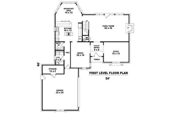Floor Plan - Main Floor for European House Plan #81-13890 - 3 bed, 2.5 bath