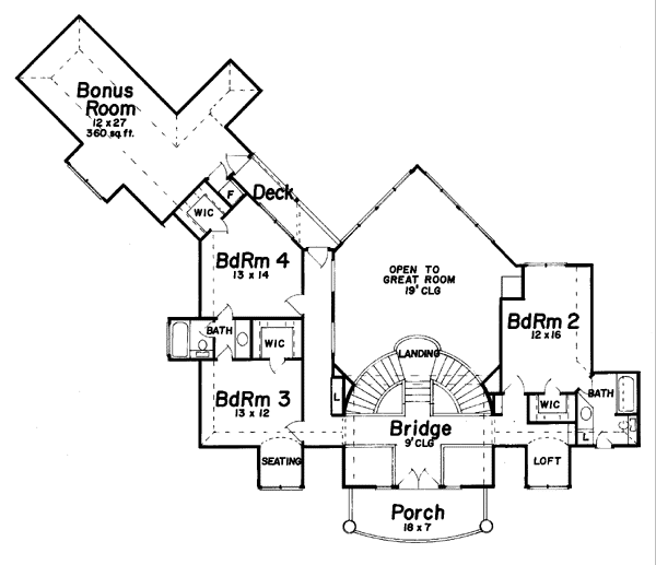 Ranch Floor Plan - Upper Floor Plan #52-114
