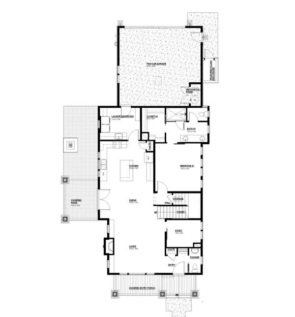Home Plan - Floor Plan - Main Floor for Craftsman House Plan #895-170 - 3 bed, 2.5 bath