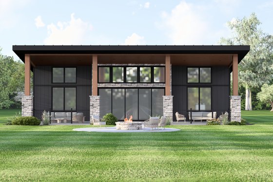 Exterior - Rear Elevation for Modern House Plan #1064-460 - 2 bed, 2.5 bath