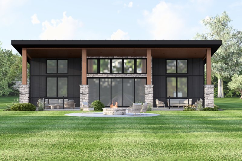 Architectural House Design - Exterior - Rear Elevation for Modern House Plan #1064-460 - 2 bed, 2.5 bath