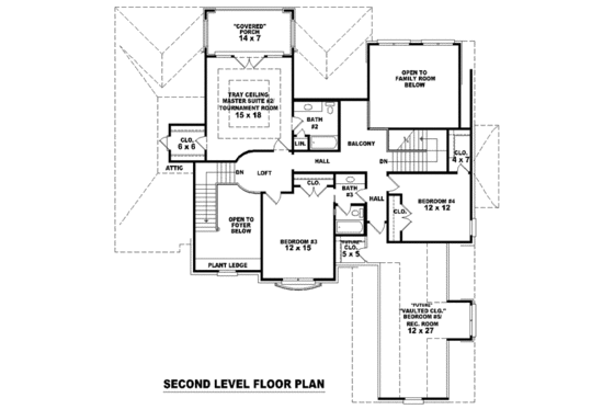 Floor Plan - Upper Floor for European House Plan #81-1249 - 3 bed, 3.5 bath