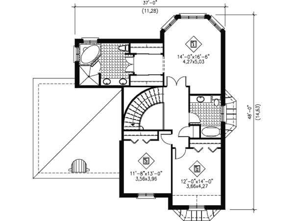 European Floor Plan - Upper Floor Plan #25-4141