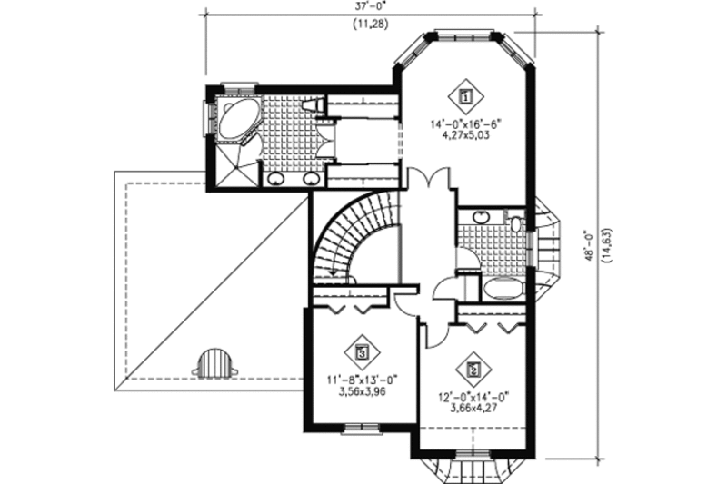 Dream House Plan - Floor Plan - Upper Floor for European House Plan #25-4141 - 3 bed, 2.5 bath
