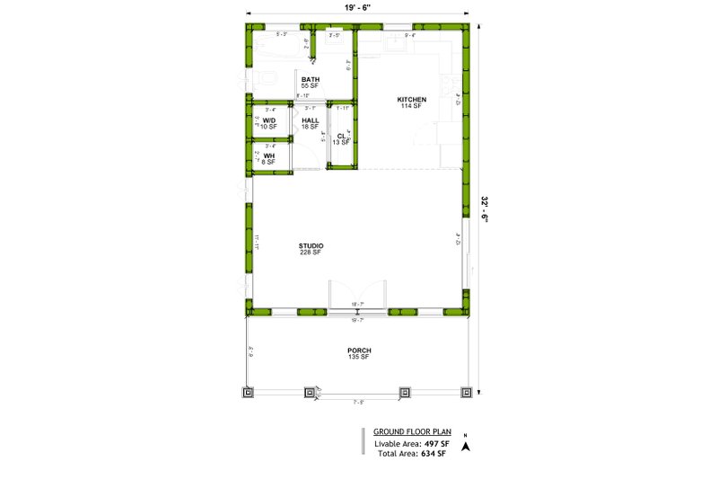 Dream House Plan - Floor Plan - Main Floor for Craftsman House Plan #1106-48 - 1 bed, 1 bath