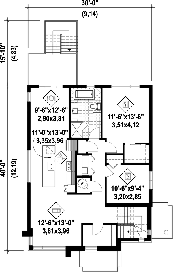 Contemporary Floor Plan - Upper Floor Plan #25-4555