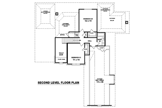 Floor Plan - Upper Floor for European House Plan #81-1077 - 3 bed, 2.5 bath