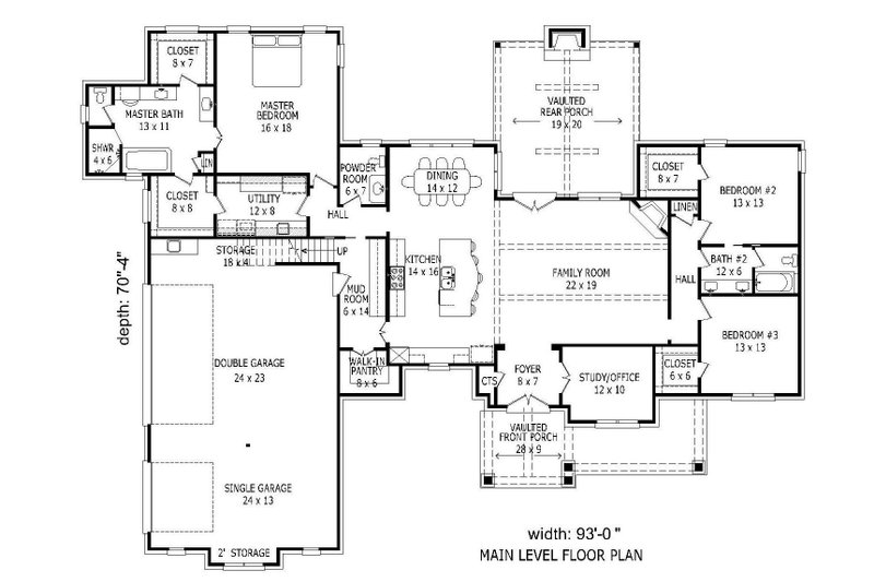 Dream House Plan - Floor Plan - Main Floor for European House Plan #932-11 - 4 bed, 3.5 bath