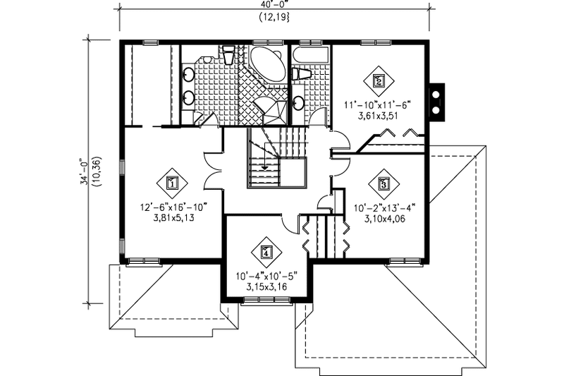 House Plan Design - Floor Plan - Upper Floor for Contemporary House Plan #25-2049 - 4 bed, 2.5 bath
