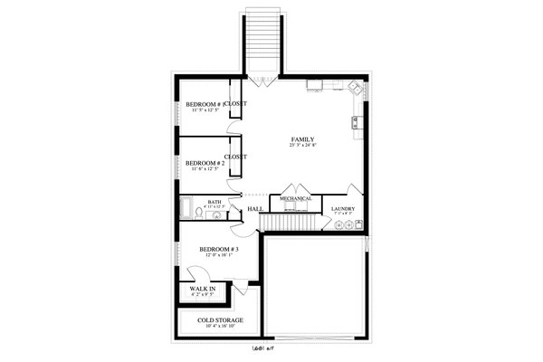House Design - Ranch Floor Plan - Lower Floor Plan #1060-5