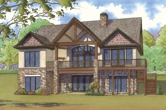 Exterior - Rear Elevation for Traditional House Plan #923-11 - 4 bed, 4.5 bath