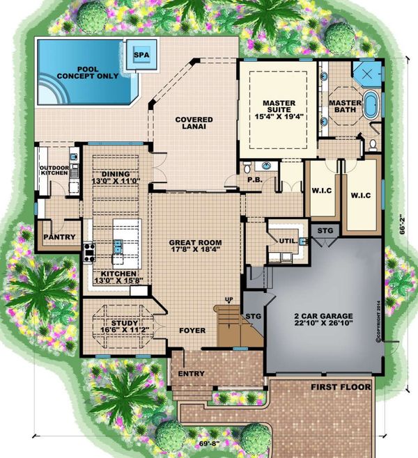 Contemporary Style House Plan - 4 Beds 4.5 Baths 5097 Sq/Ft Plan #27 ...