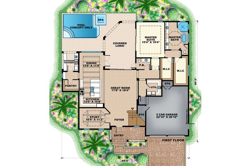 Architectural House Design - Floor Plan - Main Floor for Contemporary House Plan #27-544 - 4 bed, 4.5 bath