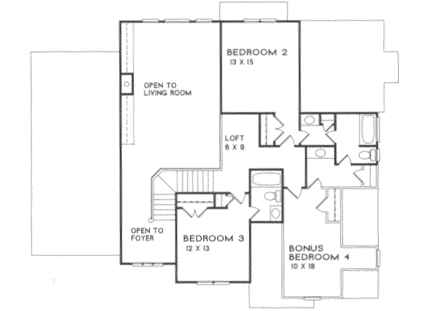House Design - Traditional Floor Plan - Upper Floor Plan #129-102
