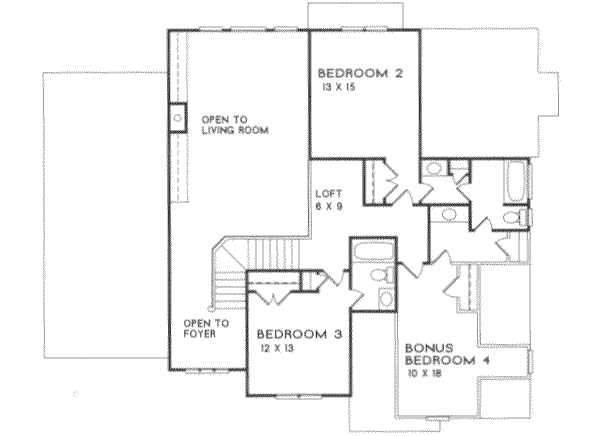 House Blueprint - Traditional Floor Plan - Upper Floor Plan #129-102