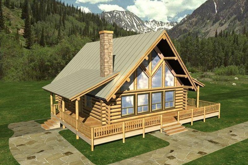 Architectural House Design - Log Exterior - Front Elevation Plan #117-110
