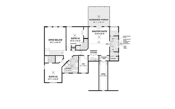 Craftsman Floor Plan - Upper Floor Plan #56-642