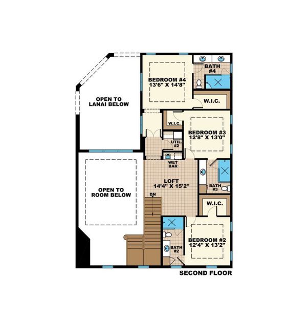 Contemporary Floor Plan - Upper Floor Plan #27-544