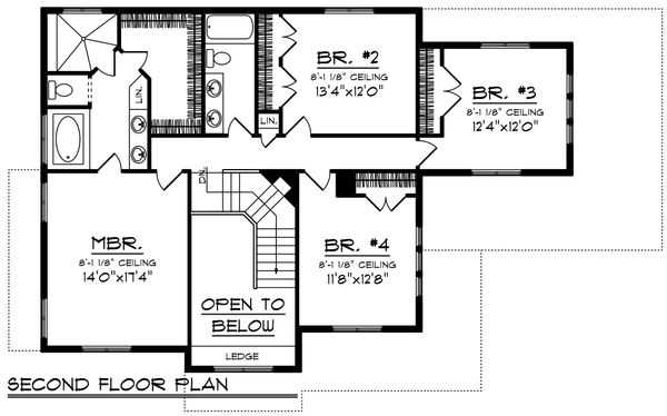 Craftsman Floor Plan - Upper Floor Plan #70-1226