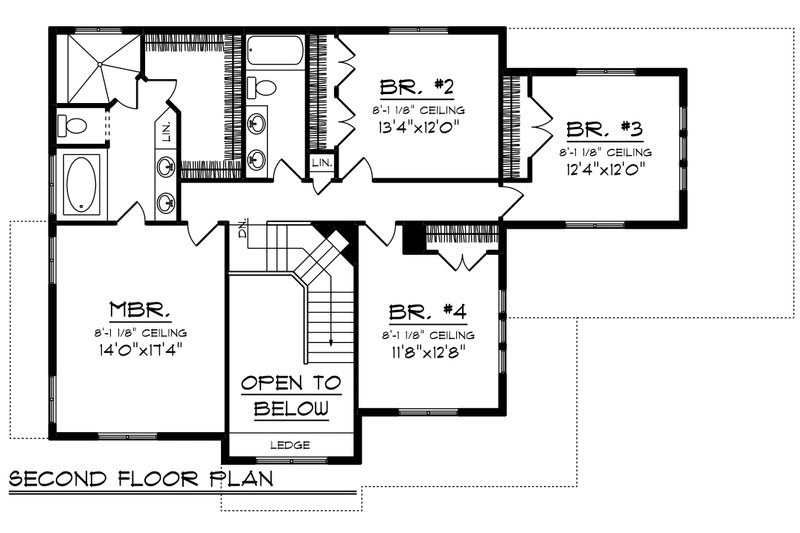 Dream House Plan - Floor Plan - Upper Floor for Craftsman House Plan #70-1226 - 4 bed, 3 bath