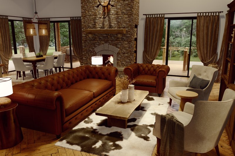 Home Plan - Interior - Family Room for Farmhouse House Plan #54-446 - 3 bed, 2 bath