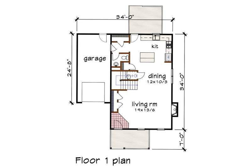 House Blueprint - Floor Plan - Main Floor for Modern House Plan #79-376 - 4 bed, 2.5 bath