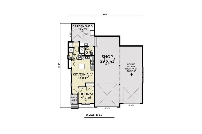 House Blueprint - Floor Plan - Main Floor for Traditional House Plan #1070-179 - 1 bed, 2 bath
