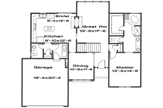 Floor Plan - Main Floor for Ranch House Plan #6-167 - 3 bed, 2.5 bath