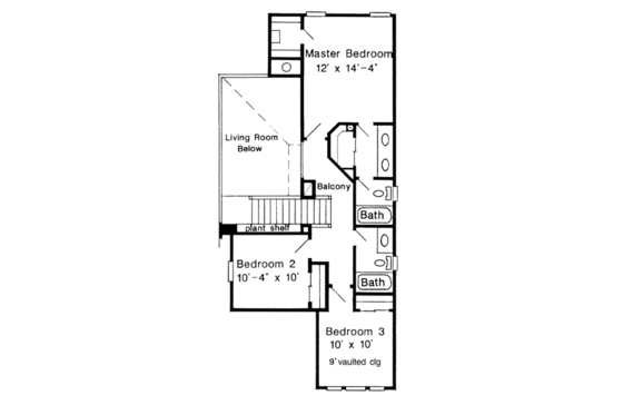 Floor Plan - Upper Floor for Traditional House Plan #410-254 - 3 bed, 2.5 bath