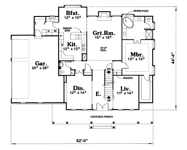 Home Plan - Colonial Floor Plan - Main Floor Plan #20-880