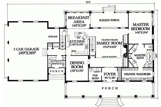 Main Level Floor Plan - 3300 square foot Country home